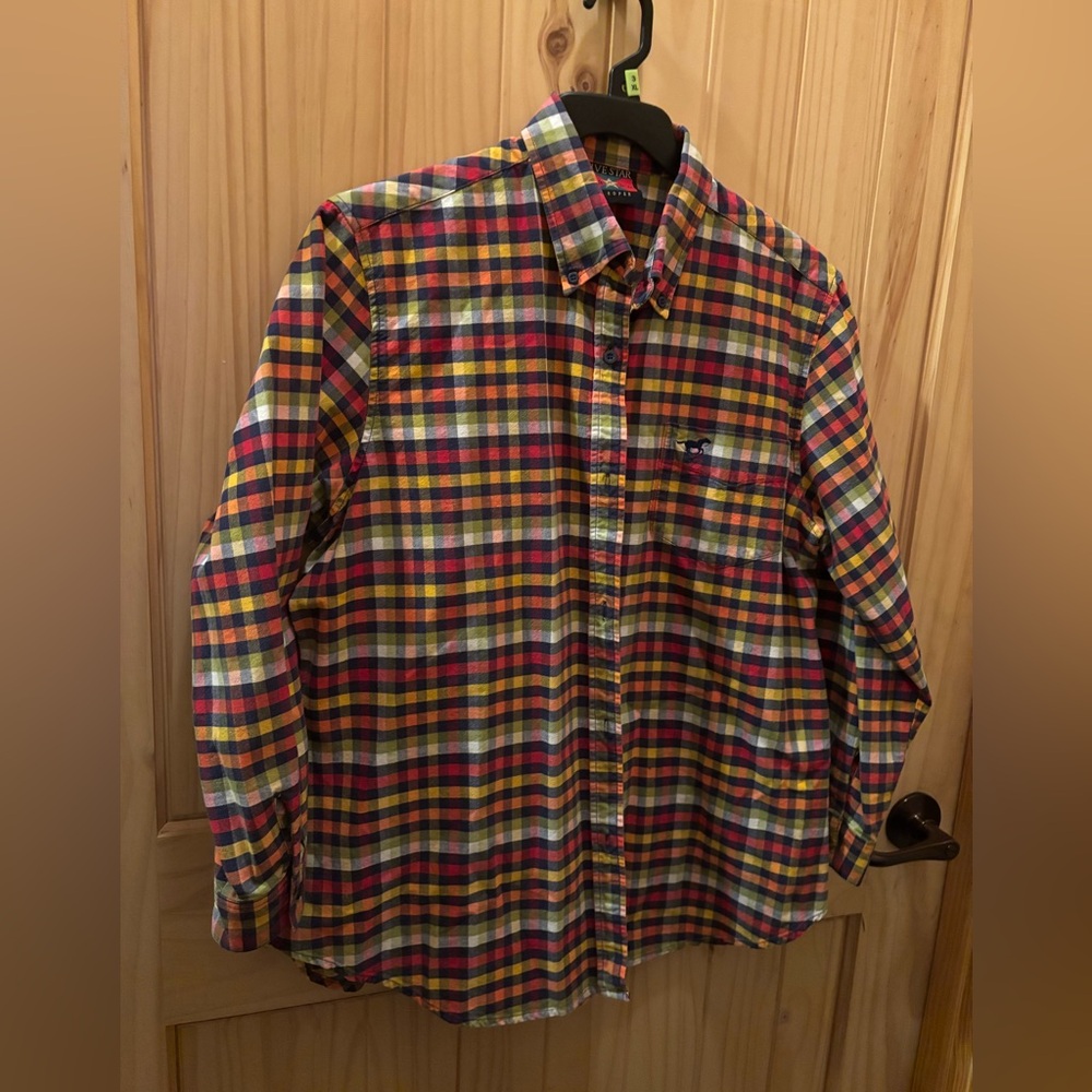 Five Star by Roper Multicolor Plaid long sleeve button up Shirt women large